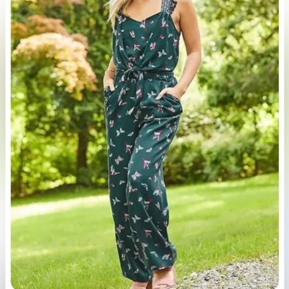 Matilda Jane romper jumpsuit ruffle tank tie front  hummingbirds small green - Picture 1 of 7